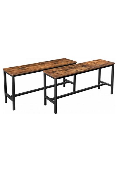 VASAGLE Set of 2 Indoor Benches, for Kitchen Table, Industrial Style, 108x33x50cm, Rustic Brown