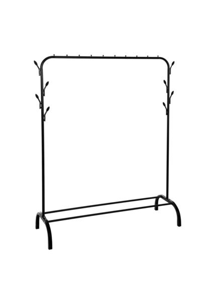 SERSIMO Suport de haine cu cadru metalic, cu șină de agățat și cârlige pentru umerașe, 40x110x146cm, negru