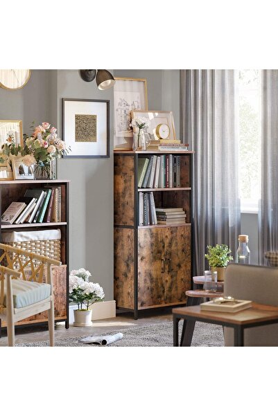 VASAGLE Comodă cu sertare și rafturi, tip bufet, utilizare multifuncțională, stil industrial, 35x60x125