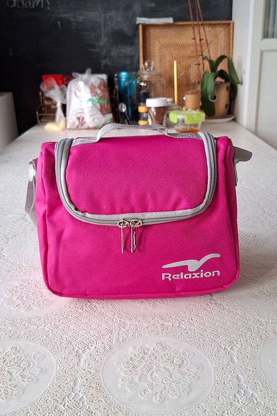 Relaxion School Lunchbox with Thermos Fuchsia/Dark Pink Thermal Lunch Box Children Adult