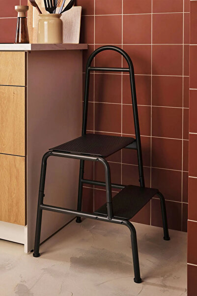 Binbirreyon Çift Basamaklı Banyo Mutfak Taburesi Tırabzanlı Metal Yükseltici Basamak LD022