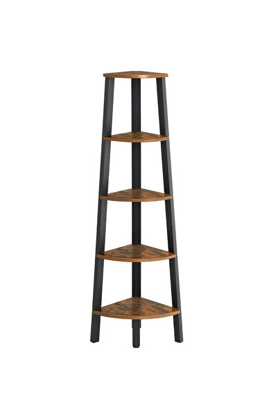 VASAGLE 5-Tier Corner Bookcase, Metal Frame and Wooden Shelves, 33x34x159cm, Rustic Brown and Black