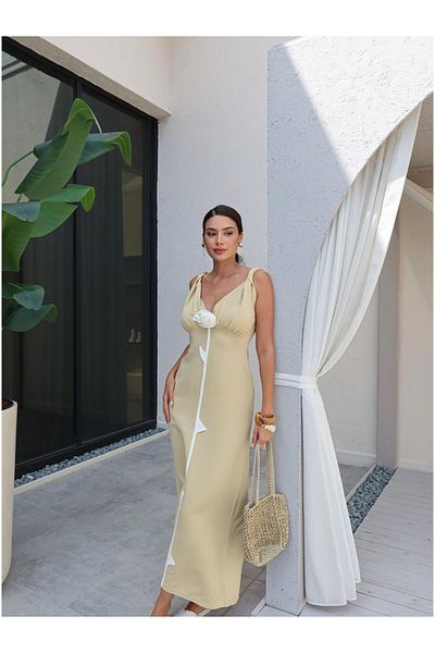 ESRAHELVACI Chest Rose Detailed Midi Dress