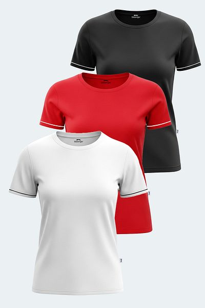 Slazenger Vitya Set of 3 Women's T-Shirts White - Black - Red