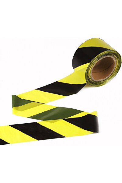 TopSoon Bandă de avertizare, polietilenă, galbenă/neagră, 70 mm x 200 m