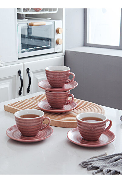 sharpdo 8-Piece Kiln Variable Glaze Process Round Linear Ceramic 200 ml Coffee Cup And Sauce