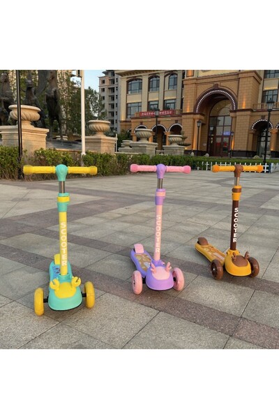 Mixbo Mixbo 3-wheel scooter for children, LED lights, music, rear brake, raccoon model, green