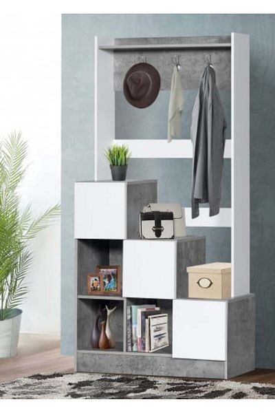 BAITY Wooden Storage Unit 6 Drawers with Stand – Elegant Touch in Gray and White