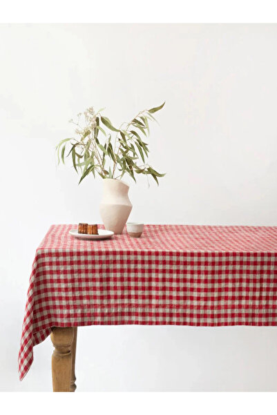 KÜTÜKhouse مفرش طاولة مربعات حمراء 150x180 سم