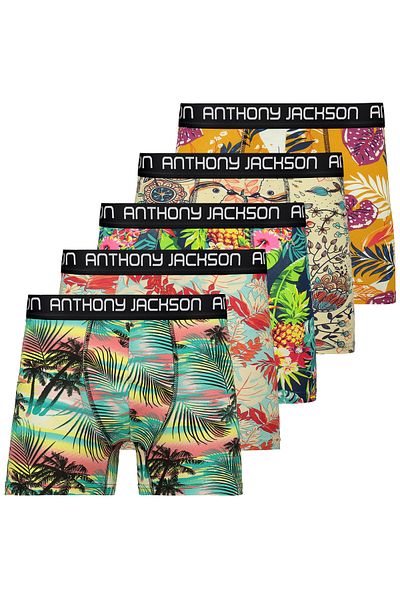 ANTHONY JACKSON Lycra 5-Piece-3-Piece Box Patterned Premium Men's Boxer Palm Horizon