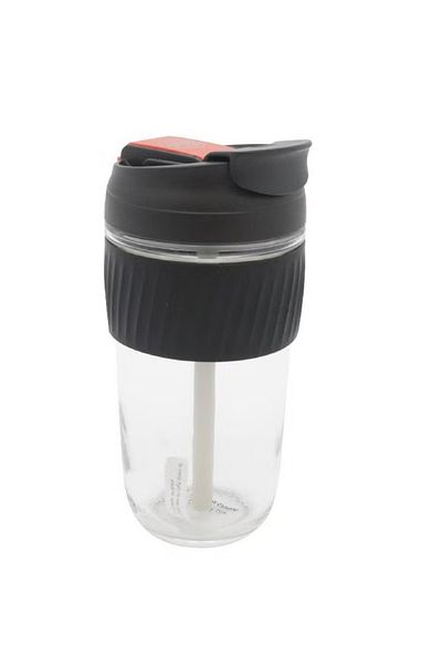 Atrium Mug Bottle Glass with Lid Cover and Holder – Hot/Cold, 540 ml