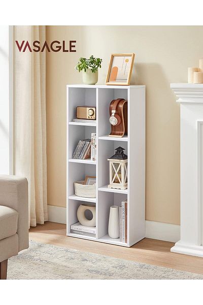 VASAGLE Bookcase with 7 open compartments, MDF, 50x24x106cm, white