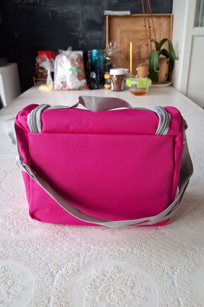 Relaxion School Lunchbox with Thermos Fuchsia/Dark Pink Thermal Lunch Box Children Adult