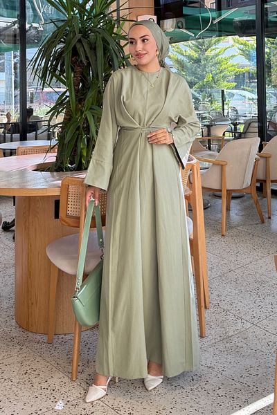 Tesettür Diyarı Women's Waist Lace-Up Elf Dress