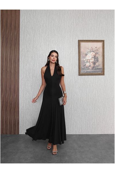 ESRAHELVACI Backless Flared Long Dress