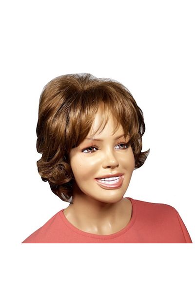 L-line fashion Women's wig, synthetic fiber, with a golden copper blonde look, wavy