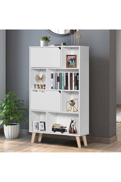 BAITY Multi-purpose cabinet with 4-tier Malaysian wood in white color