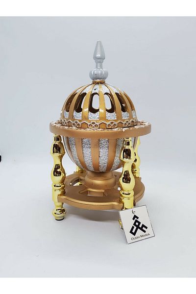 Generic Charcoal Incense Burner - Bakhoor Burner, Oud Frankincense Resin Burner - Gold