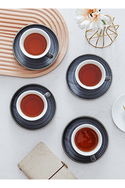 sharpdo 8-Piece Kiln Variable Glaze Process Round Linear Ceramic 200 ml Coffee Cup And Sauce