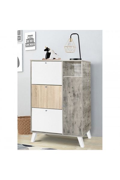 BAITY Gray + White Shoe Cabinet Rack