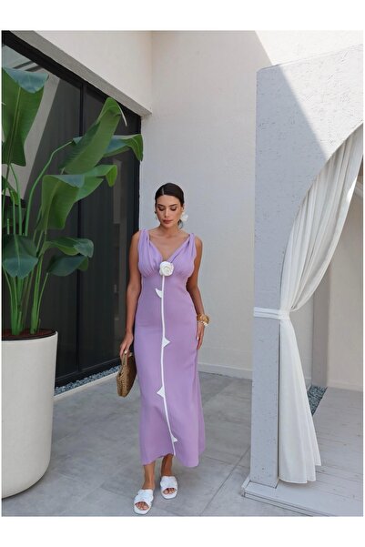 ESRAHELVACI Chest Rose Detailed Midi Dress