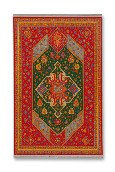 Rugs Modern Halı MOSSO Κόκκινο Παραδοσιακό Θεματικό Σχέδιο Υφαντή Βάση Μοντέρ...