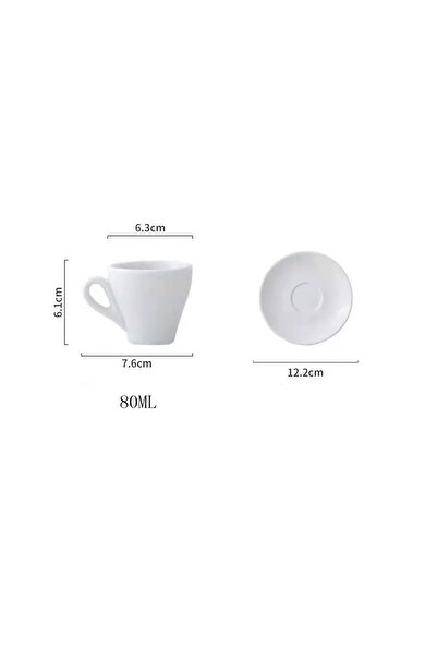 sharpdo طقم فناجين قهوة وصحن سيراميك سعة 80 مل مع طبقة ملونة وحافة بيضاء