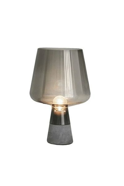 LUXXO Wine lamp, 1xE27, cement base, smoked glass shade, 20x20x30cm