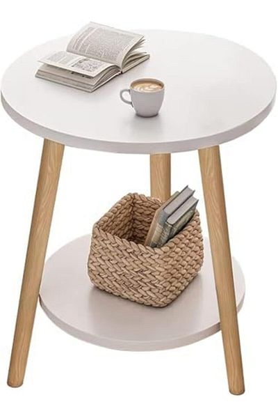 Solerconm Set of 3 Round 2-Tier Coffee Tables, Living Room Side Tables