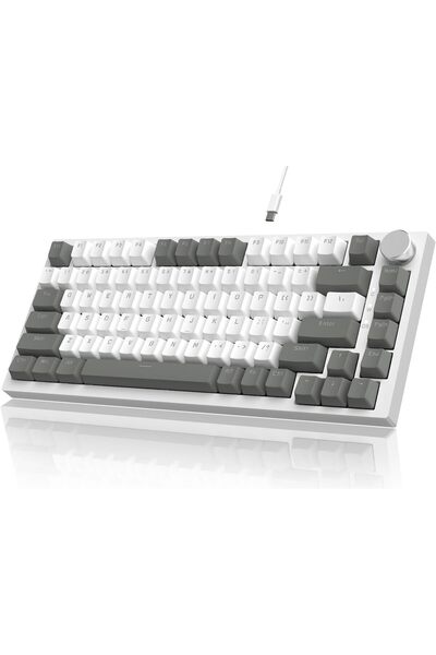 Coverzone Beyaz Işıklı Hot Swap Kablolu Mekanik Oyun Klavyesi Ajazz AK820 Kır...