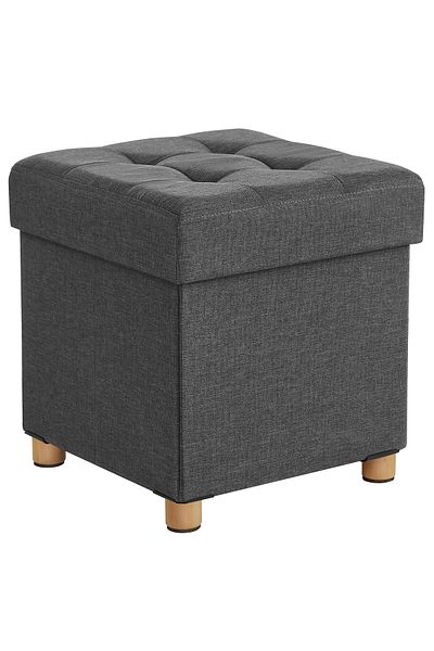 SONGMICS Folding stool with soft seat, storage space, maximum 300kg, 38x38x40cm, gray
