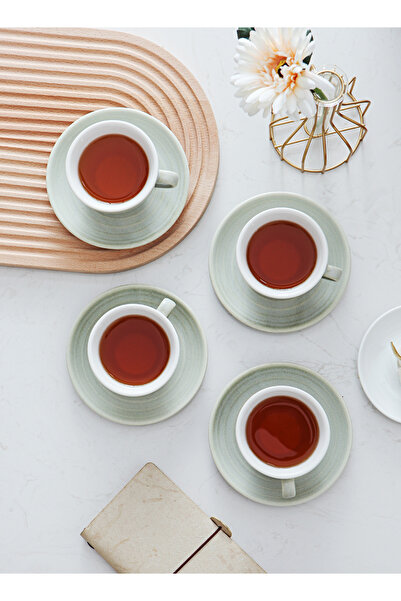 sharpdo 8-Piece Kiln Variable Glaze Process Round Linear Ceramic 200 ml Coffee Cup And Sauce