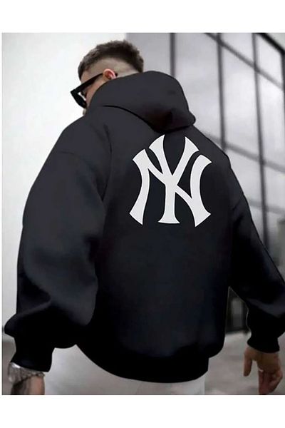 herkesemoda Front and Back Printed Hooded Sweatshirt