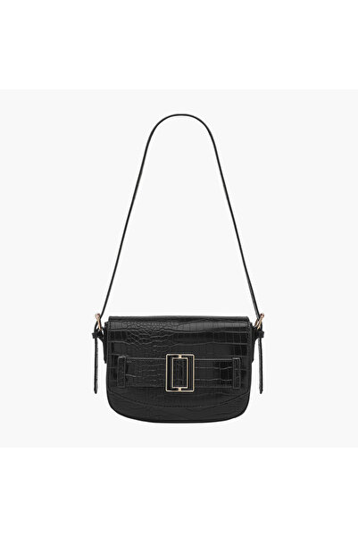 SASHA Textured Shouder Bag with Flap Closure and Adjustable Strap