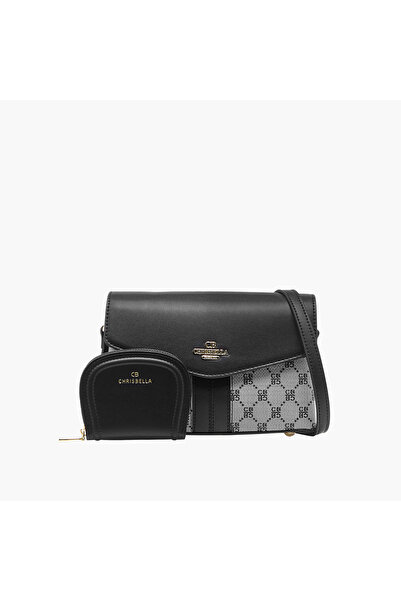 Chrisbella حقيبة كروس مطبوعة مع زر إغلاق ومحفظة