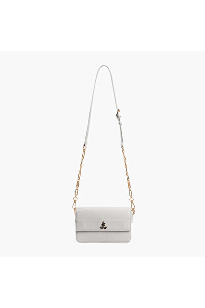 Beverly Hills Polo Club Textured Crossbody Bag with Detachable Strap and Flap Closure