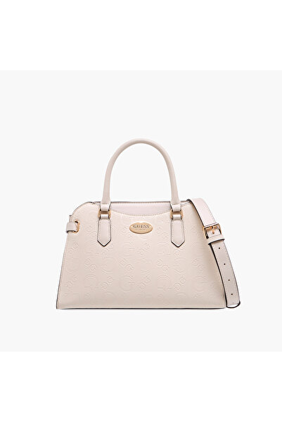 Guess Lawndale Embossed Tote Bag with Zip Closure and Detachable Wallet