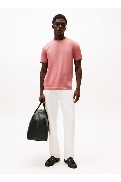 Tommy Hilfiger Crew Neck Pink Men's T-Shirt Mw0Mw39779Ti0_Dc Mercerised Cotton