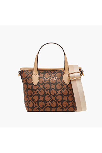 Guess Ashburn Monogram Print Mini Tote Bag with Zip Closure