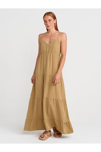 Dilvin 90573 Drawstring Long Denim Dress-Cagla