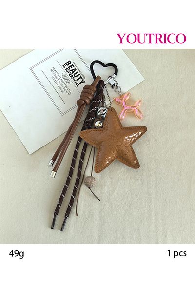 Youtrico Leather Star Dopamine Color Bag Charm, Keychain, Gift Accessory