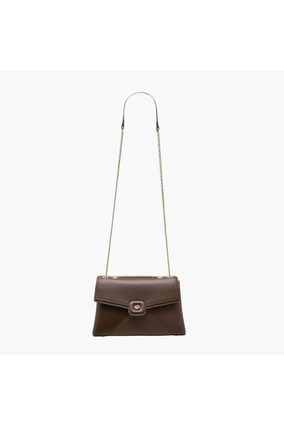Marina Galanti Solid Crossbody Bag with Chain Strap and Zip Around Wallet