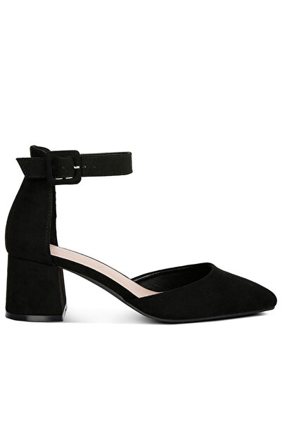 london Rag صندل نسائي كاجوال بكعب متوسط باللون الأسود