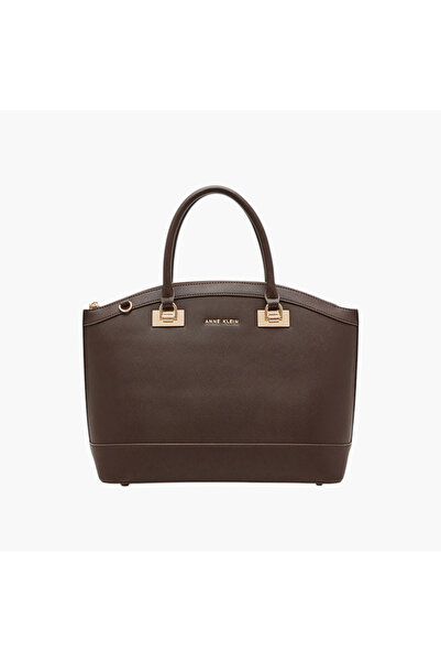 Anne Klein Solid Tote Bag with Zip Closure and Double Handle