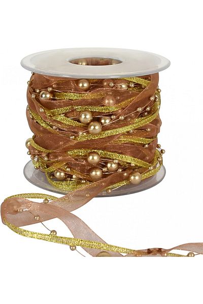 TONIFUL beaded string roll, textile/plastic, gold, 9.5 m