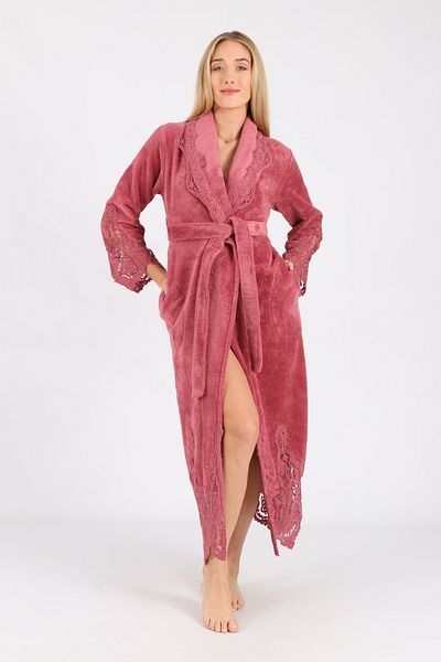 Nuşa Elegant Stylish Bamboo Cotton Bathrobe with Lace