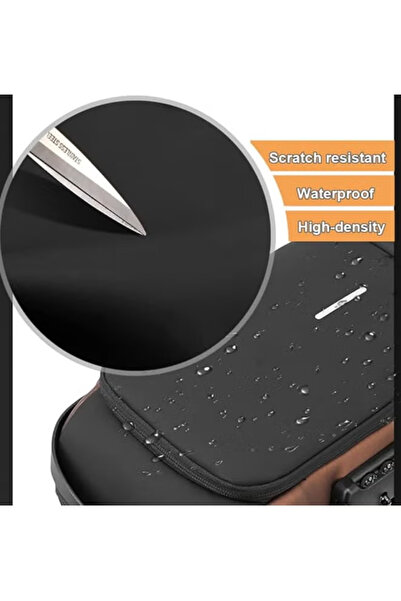 Primo Plus Black With Brown Anti Theft Sling Bagwaterproof Chest Daypack With Usb ChargingShoulder chestpack