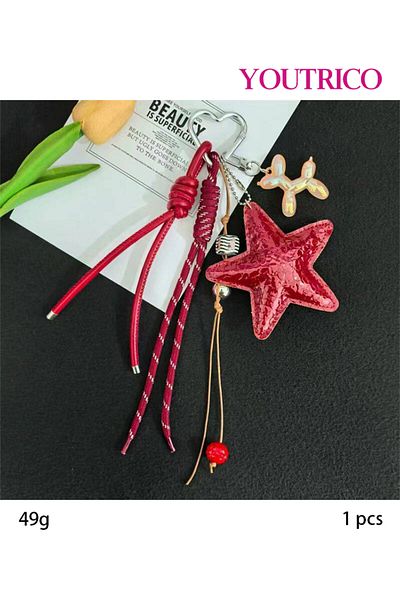 Youtrico Leather Star Dopamine Color Bag Charm, Keychain, Gift Accessory