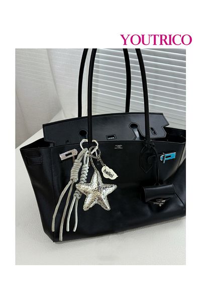 Youtrico Silver-Tone Leather Stylish Bag Charm,Keychain,Elegant Gift Accessory