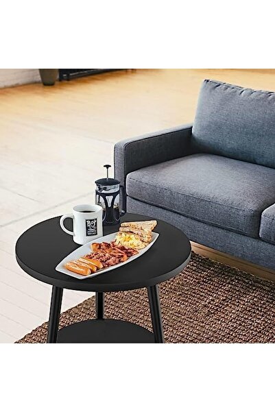 Generic Solerkonm 2-Tier Round Coffee Tables, Living Room Side Tables, Durable and Easy to Assemble